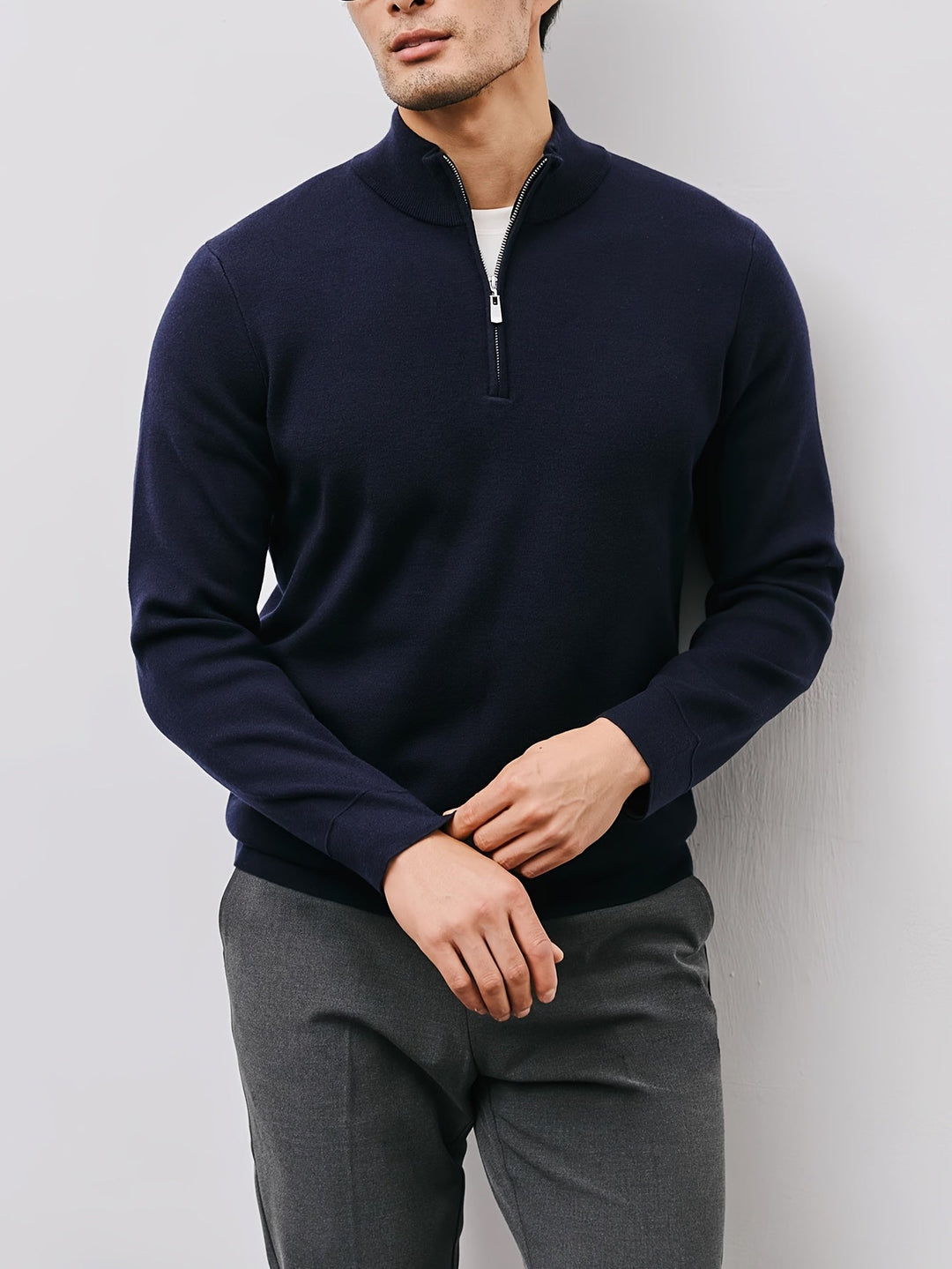 Thaddeus™ | Men's Quarter Zip Sweater with Stand Collar