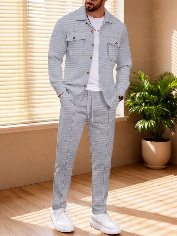 Valerian™ | Men's Two Piece Set with Button Front Shirt Jacket and Drawstring Trousers