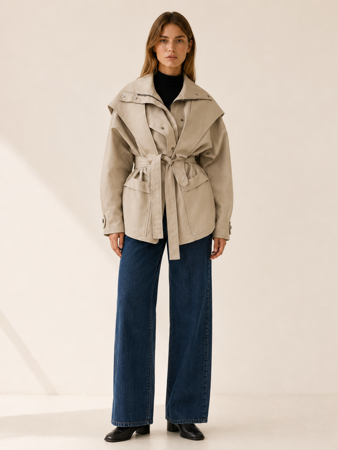 Agathe™ | Short Trench Coat with High Collar