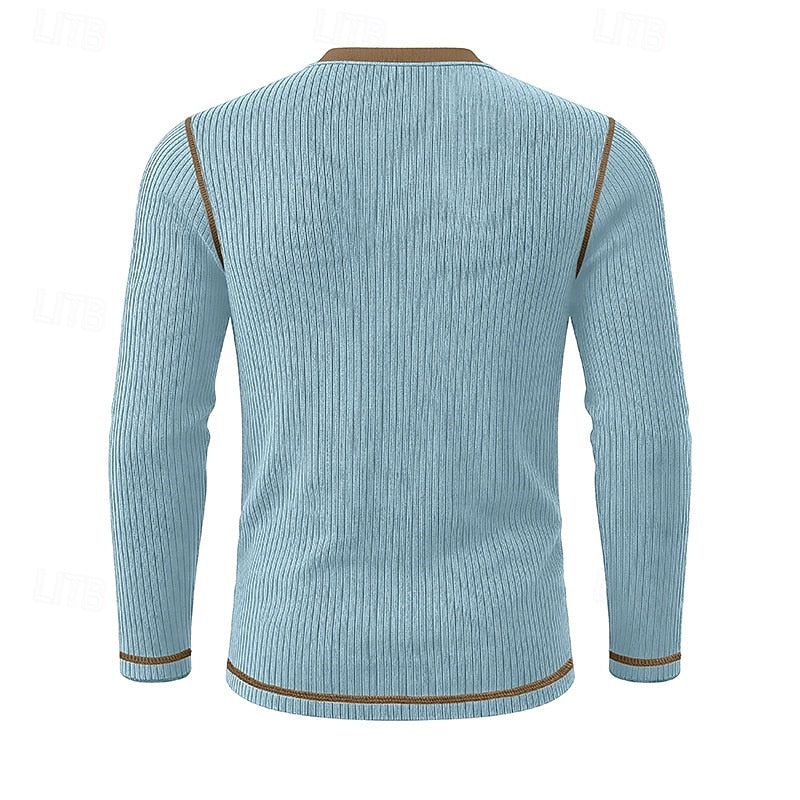 Ambrose™ | Men's Ribbed Contrast-Trim Henley Shirt