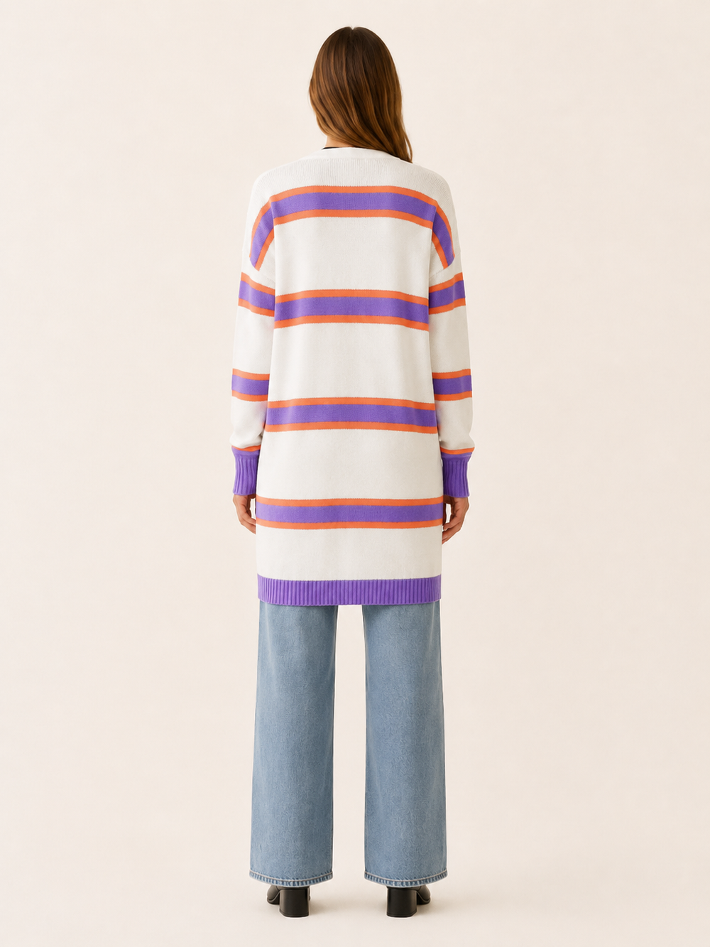 Ailsa™ | Contrast-Stripe Longline Cardigan