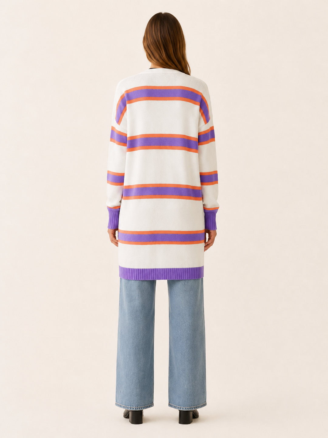 Ailsa™ | Contrast-Stripe Longline Cardigan