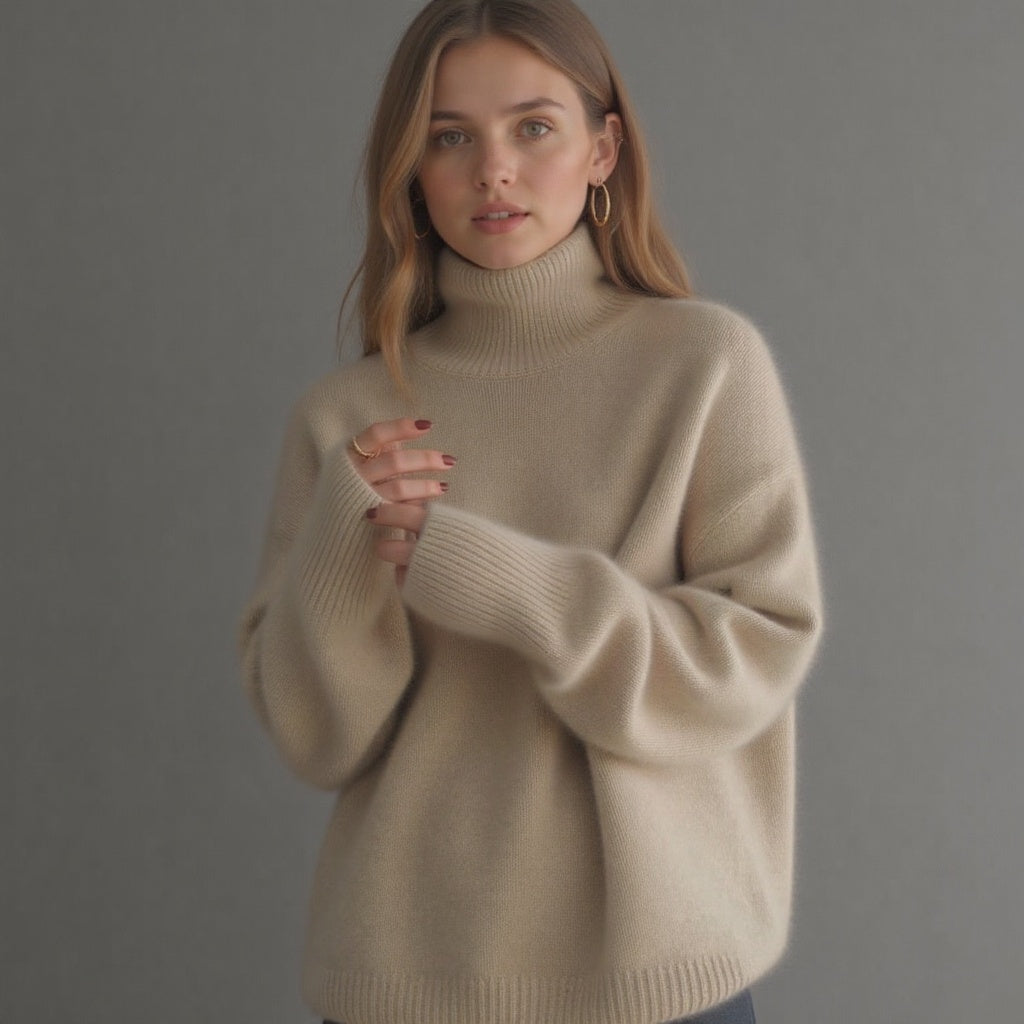 Drusiana™ | Women's Oversized Turtleneck Sweater with Ribbed Trim