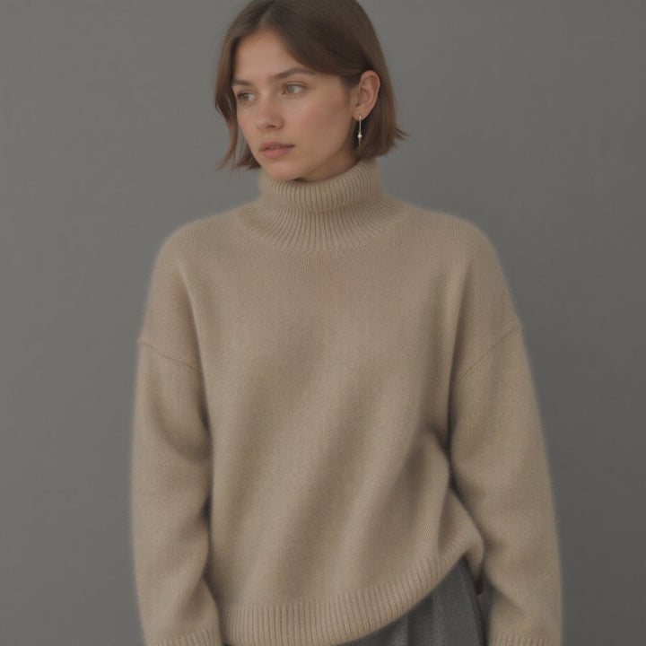 Drusiana™ | Women's Oversized Turtleneck Sweater with Ribbed Trim