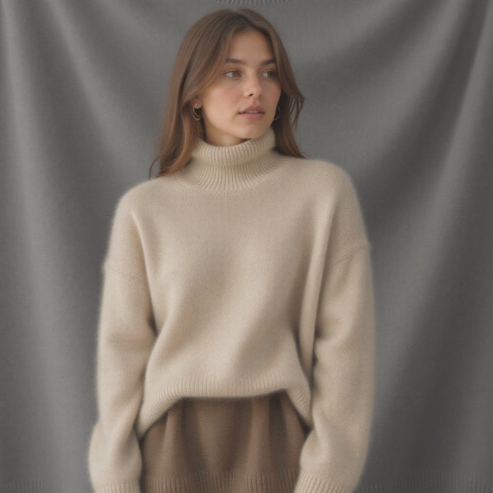 Drusiana™ | Women's Oversized Turtleneck Sweater with Ribbed Trim
