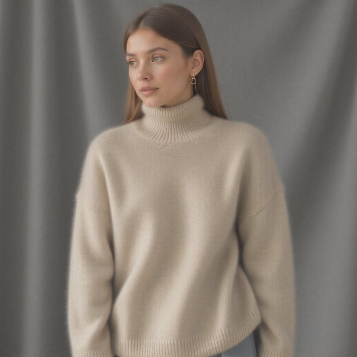 Drusiana™ | Women's Oversized Turtleneck Sweater with Ribbed Trim