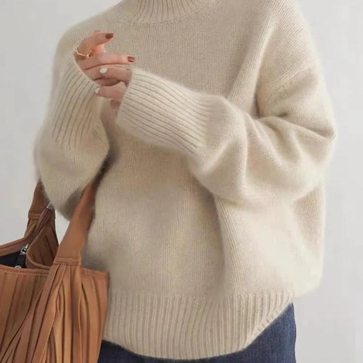 Drusiana™ | Women's Oversized Turtleneck Sweater with Ribbed Trim