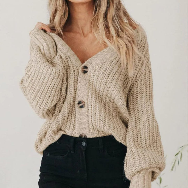Alma™ | Women's Chunky Knit Cropped Button Cardigan