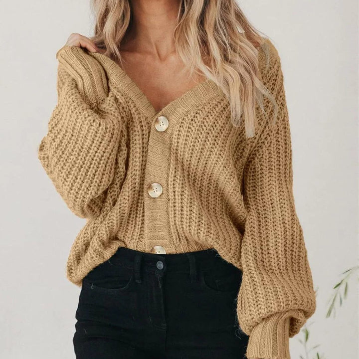 Alma™ | Women's Chunky Knit Cropped Button Cardigan