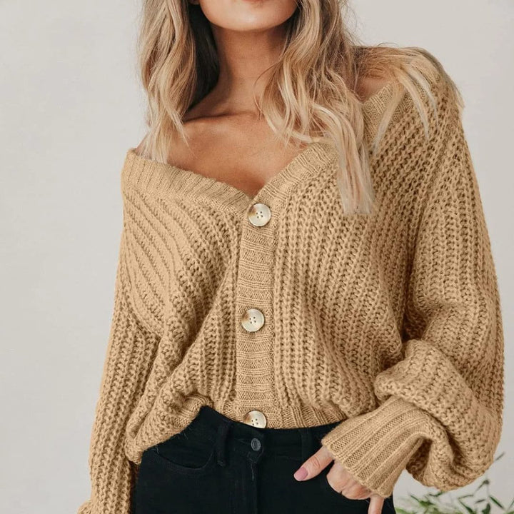Alma™ | Women's Chunky Knit Cropped Button Cardigan