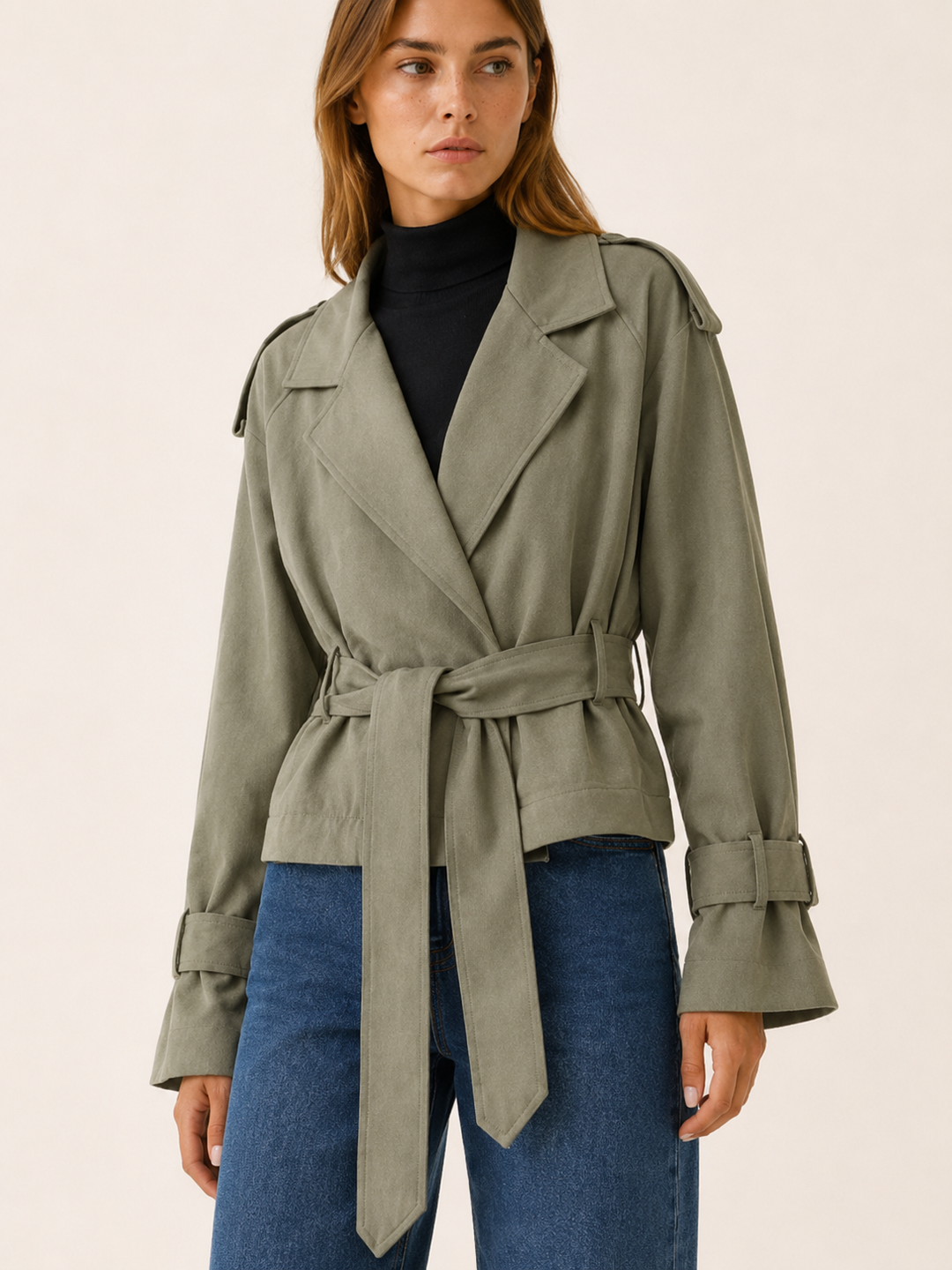 Althaea™ | Cropped Wrap Trench with Tie Waist