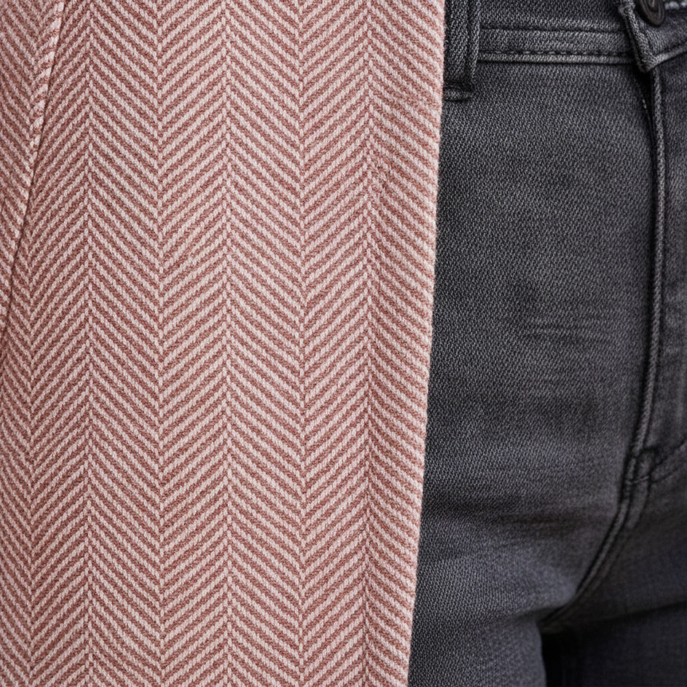 Ysenda™ | Women's Pink Herringbone Tweed Open Front Blazer