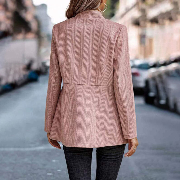 Ysenda™ | Women's Pink Herringbone Tweed Open Front Blazer