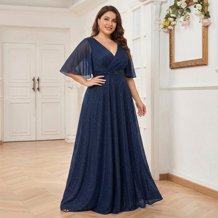 Annalise™ | Women's Maxi Dress with V-Neck and Flutter Sleeves
