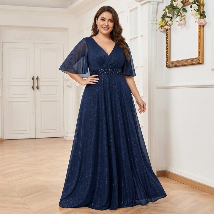 Annalise™ | Women's Maxi Dress with V-Neck and Flutter Sleeves