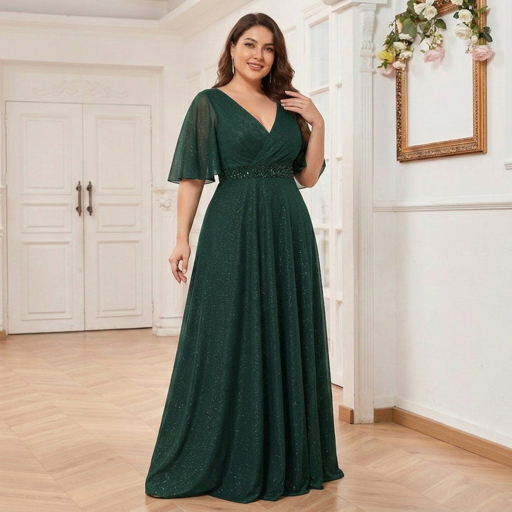 Annalise™ | Women's Maxi Dress with V-Neck and Flutter Sleeves