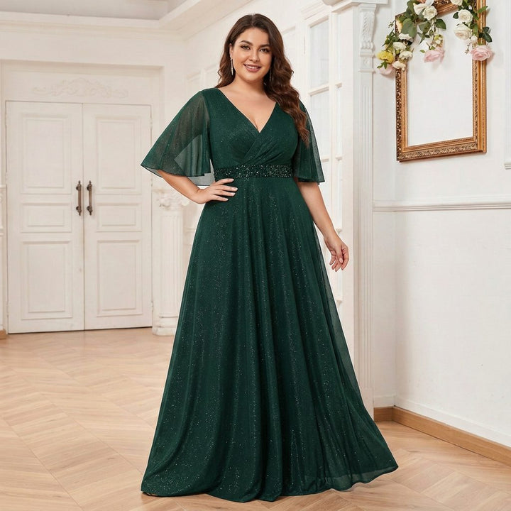 Annalise™ | Women's Maxi Dress with V-Neck and Flutter Sleeves