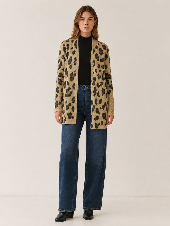 Anouk™ | Leopard Print Longline Cardigan