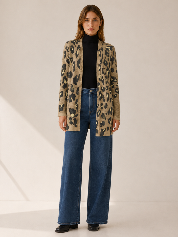 Anouk™ | Leopard Print Longline Cardigan