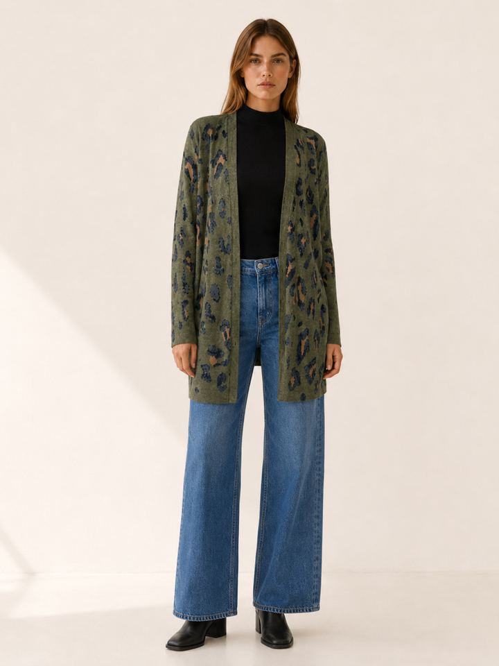 Anouk™ | Leopard Print Longline Cardigan
