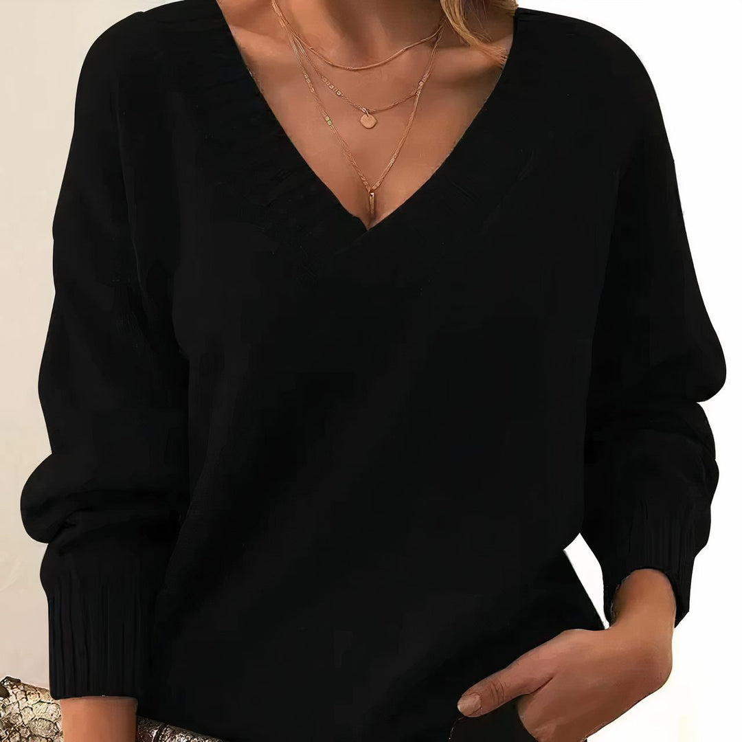 Antonella™ | Women's Relaxed V-Neck Knit Sweater