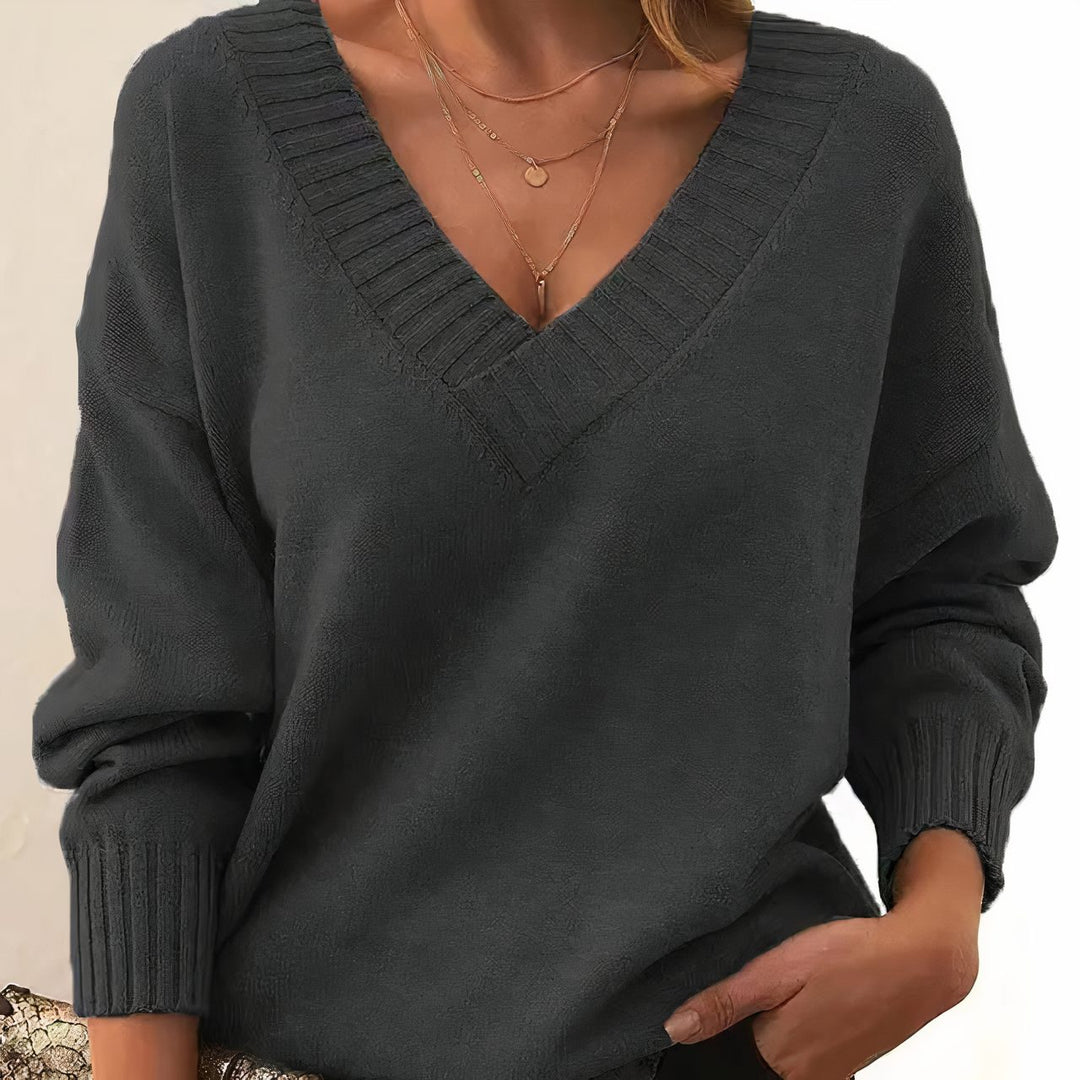 Antonella™ | Women's Relaxed V-Neck Knit Sweater