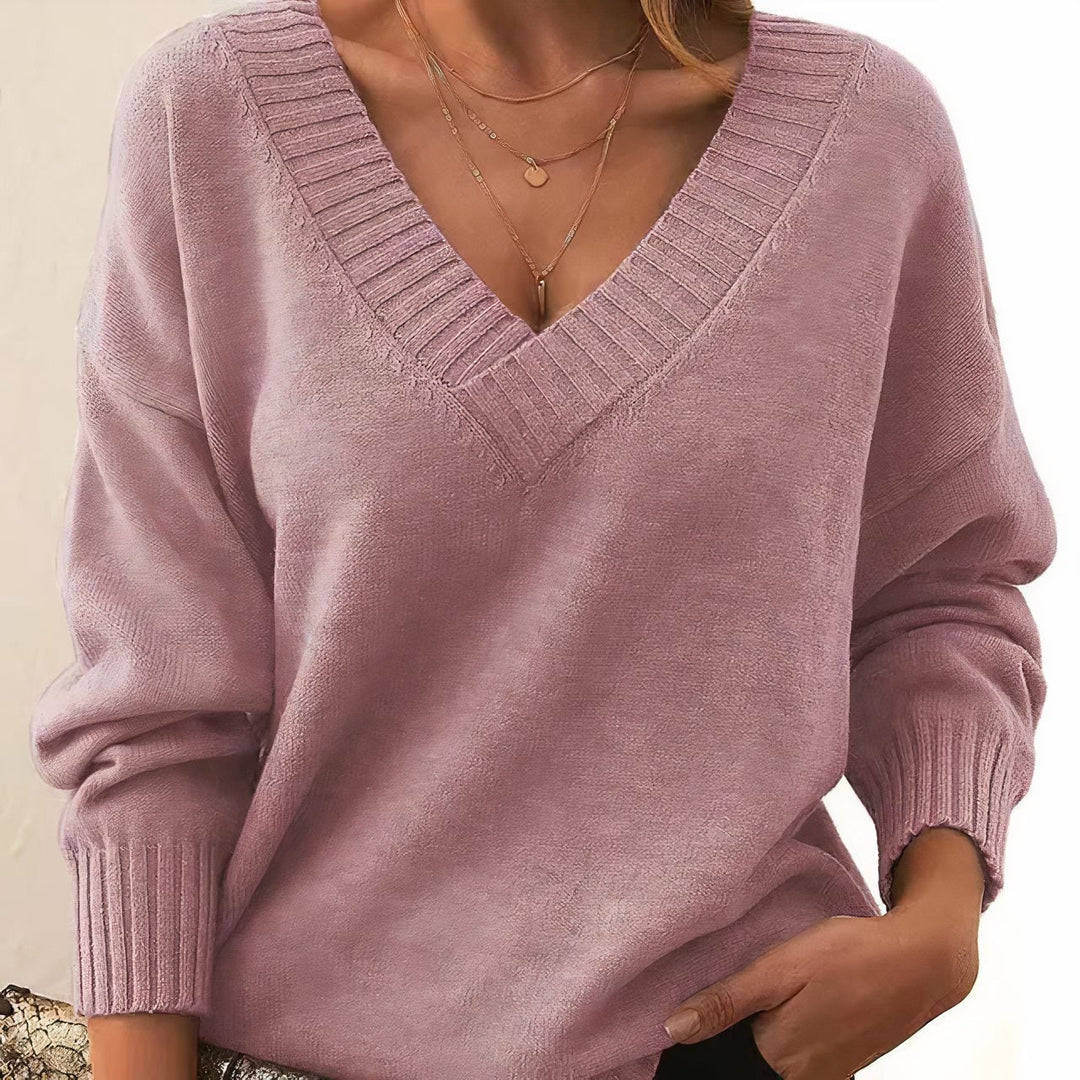 Antonella™ | Women's Relaxed V-Neck Knit Sweater