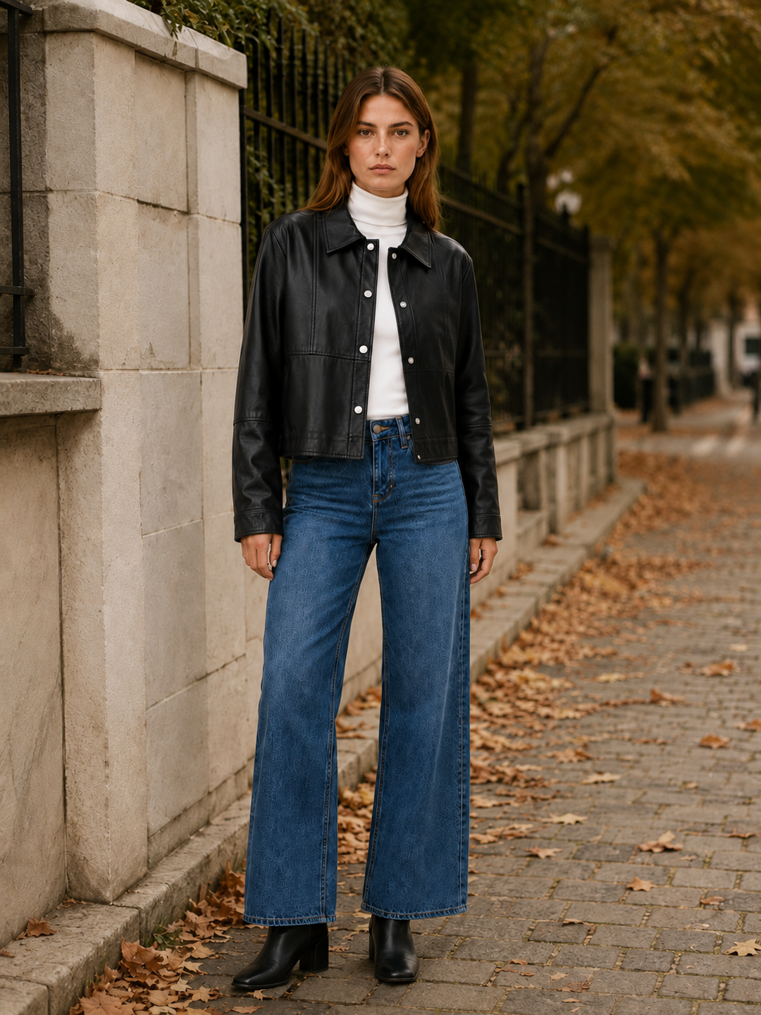 Apolline™ | Cropped Snap-Front Jacket with Pointed Collar