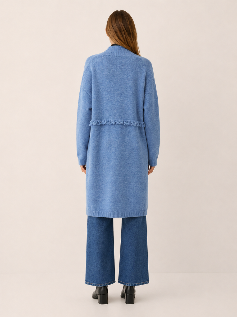 Apolline™ | Knee-Length Open-Front Cardigan with Pockets