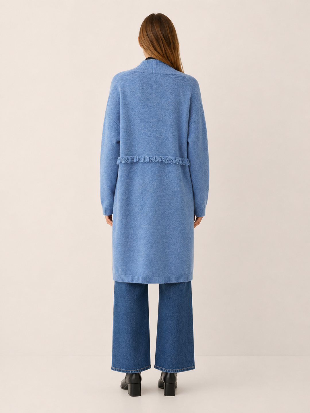 Apolline™ | Knee-Length Open-Front Cardigan with Pockets
