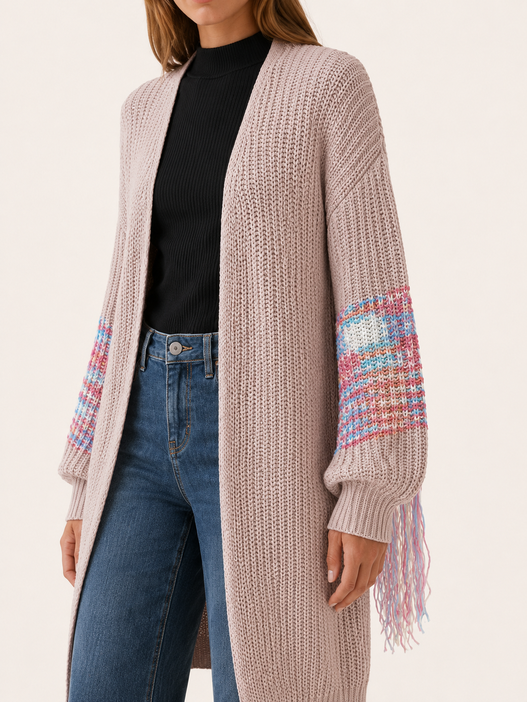Ariadne™ | Fringe-Sleeve Longline Cardigan