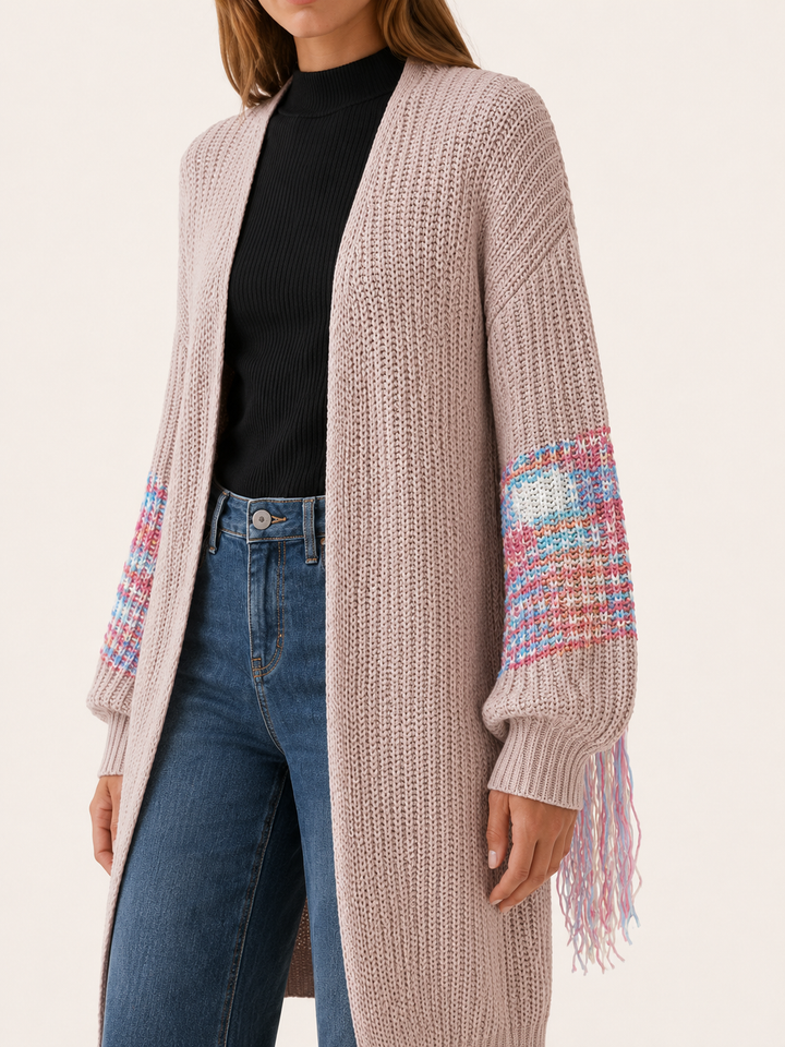 Ariadne™ | Fringe-Sleeve Longline Cardigan