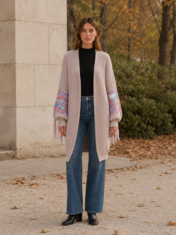 Ariadne™ | Fringe-Sleeve Longline Cardigan