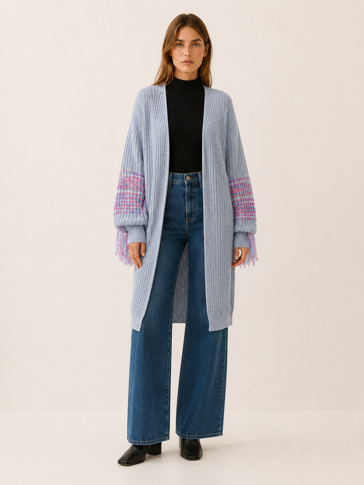 Ariadne™ | Fringe-Sleeve Longline Cardigan
