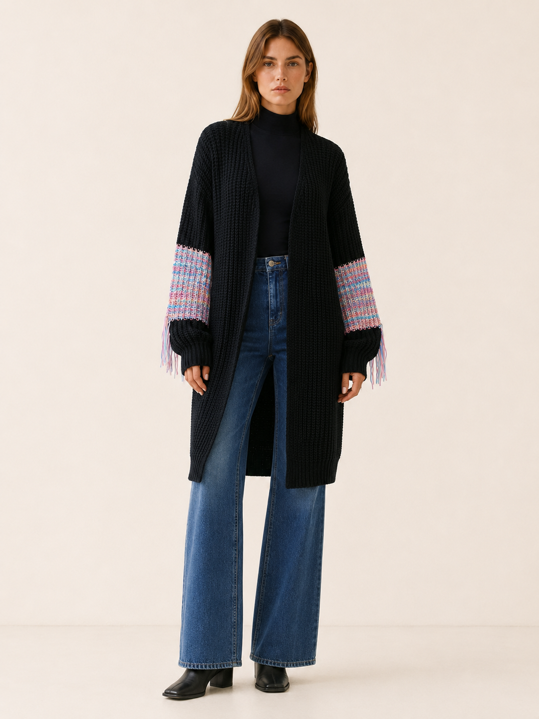 Ariadne™ | Fringe-Sleeve Longline Cardigan
