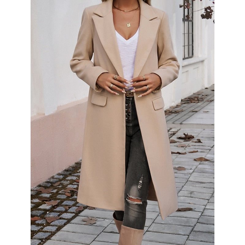 Armelle™ | Women's Longline Tailored Overcoat with Notch Lapels