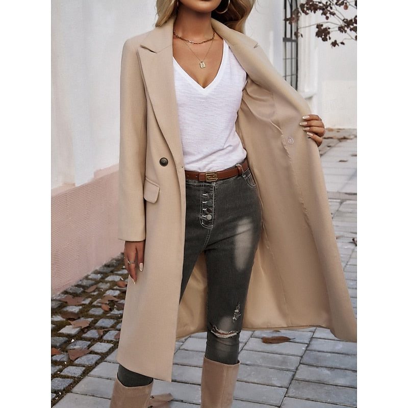 Armelle™ | Women's Longline Tailored Overcoat with Notch Lapels
