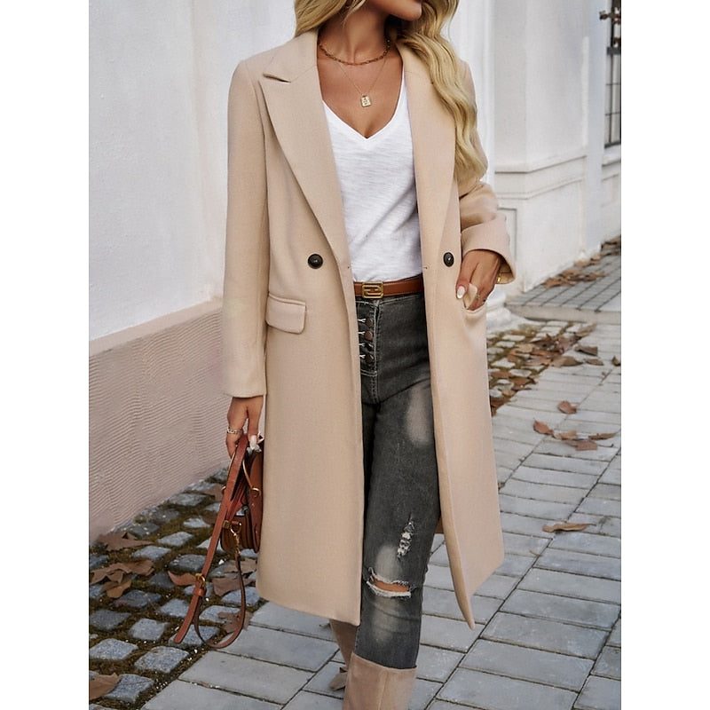 Armelle™ | Women's Longline Tailored Overcoat with Notch Lapels