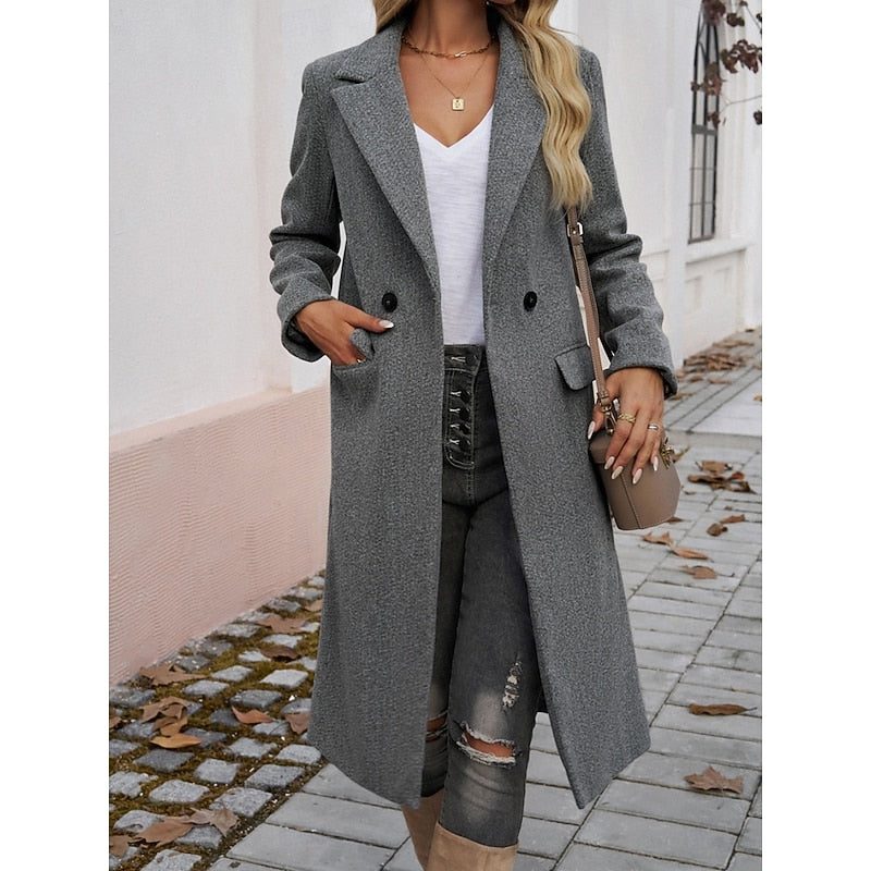 Armelle™ | Women's Longline Tailored Overcoat with Notch Lapels