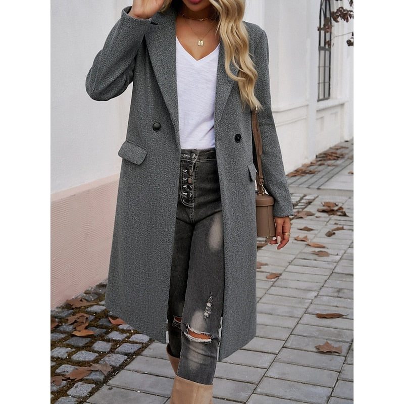 Armelle™ | Women's Longline Tailored Overcoat with Notch Lapels
