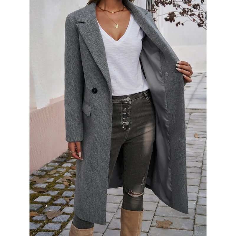Armelle™ | Women's Longline Tailored Overcoat with Notch Lapels