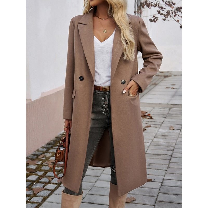 Armelle™ | Women's Longline Tailored Overcoat with Notch Lapels