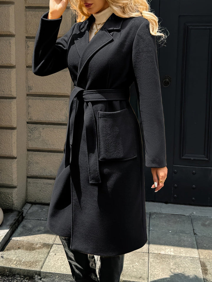 Arwen™ | Women's Belted Long Overcoat with Patch Pockets