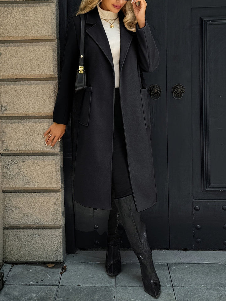 Arwen™ | Women's Belted Long Overcoat with Patch Pockets