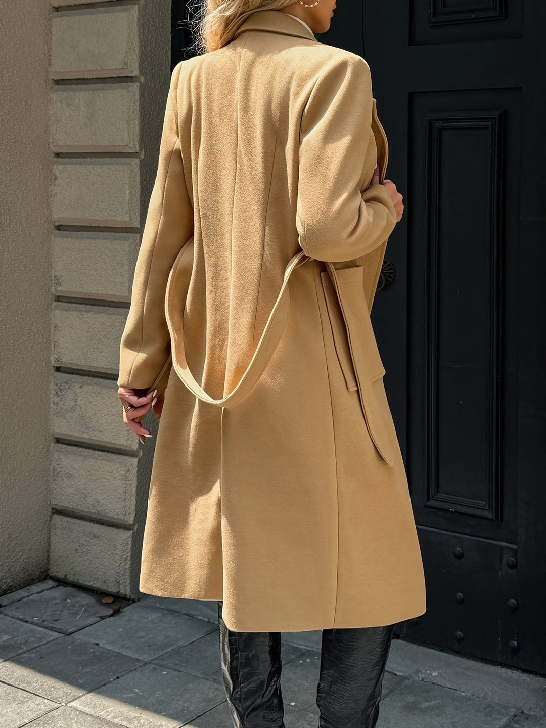 Arwen™ | Women's Belted Long Overcoat with Patch Pockets