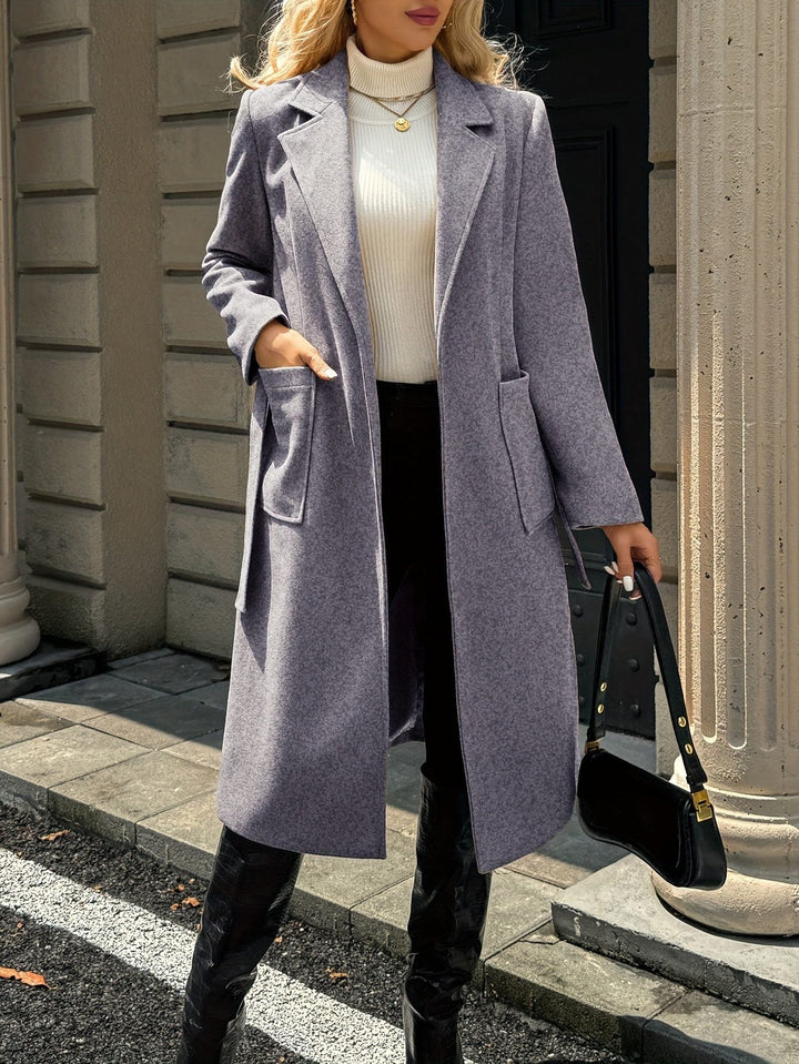 Arwen™ | Women's Belted Long Overcoat with Patch Pockets