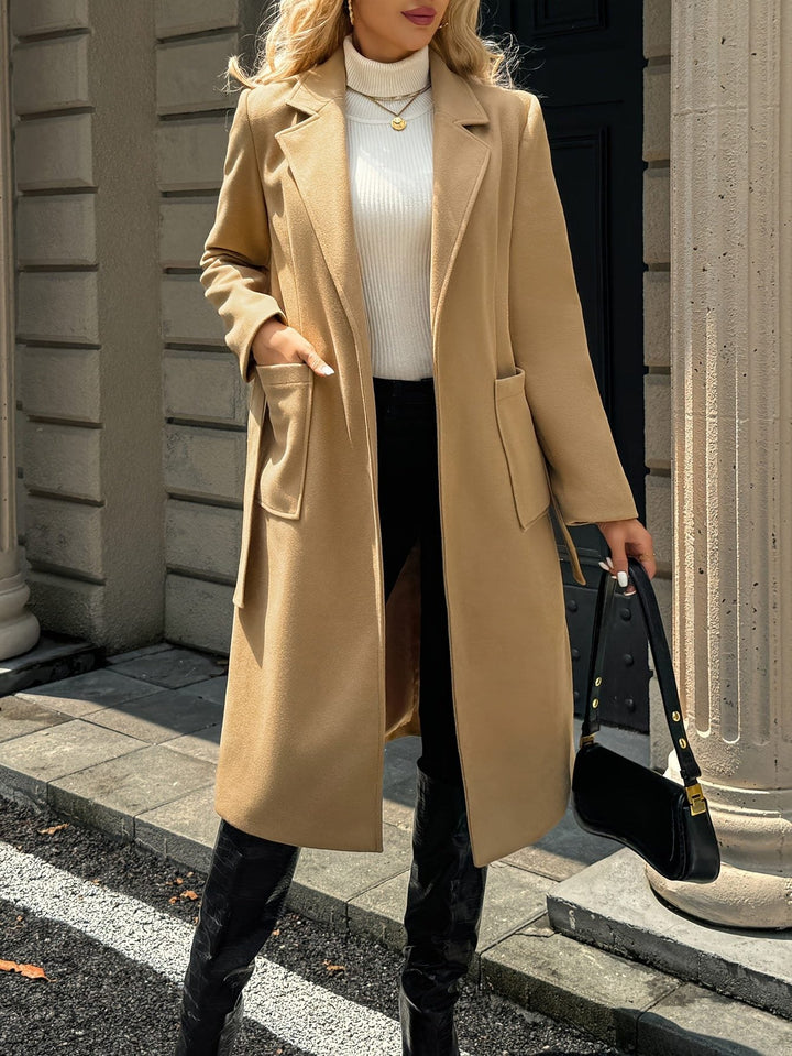 Arwen™ | Women's Belted Long Overcoat with Patch Pockets