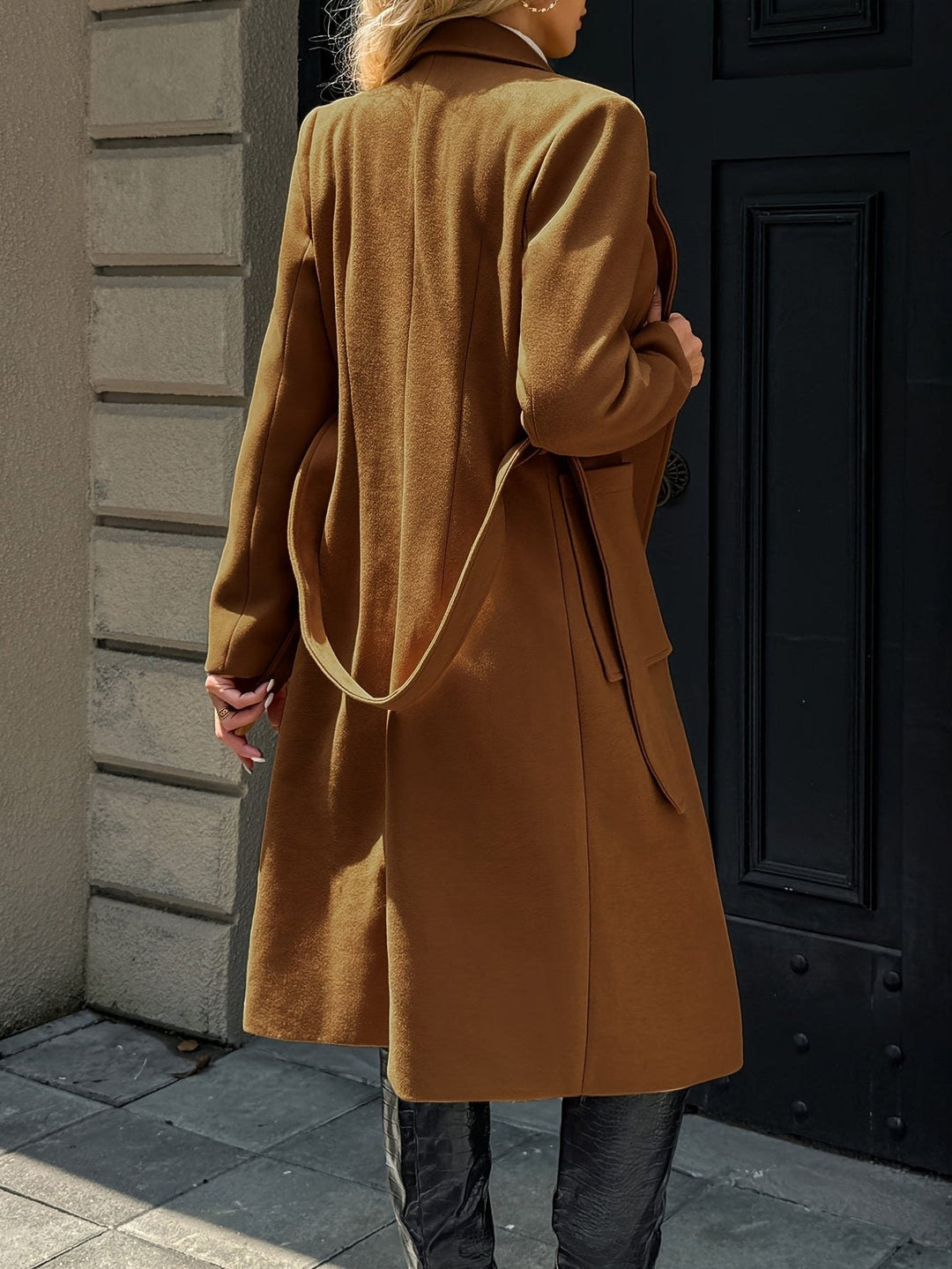 Arwen™ | Women's Belted Long Overcoat with Patch Pockets