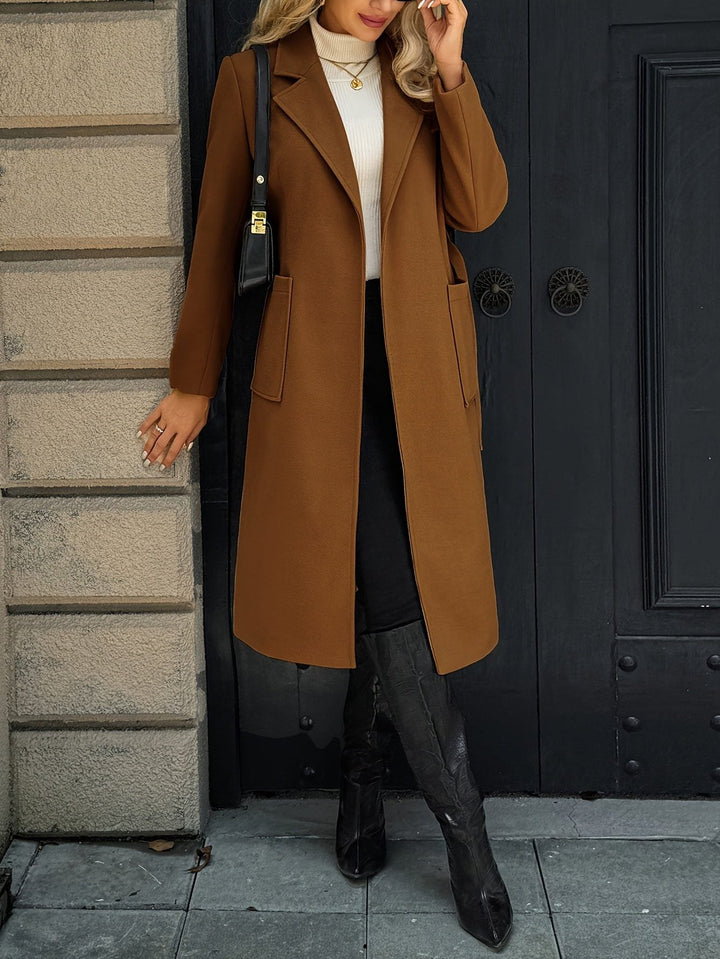 Arwen™ | Women's Belted Long Overcoat with Patch Pockets