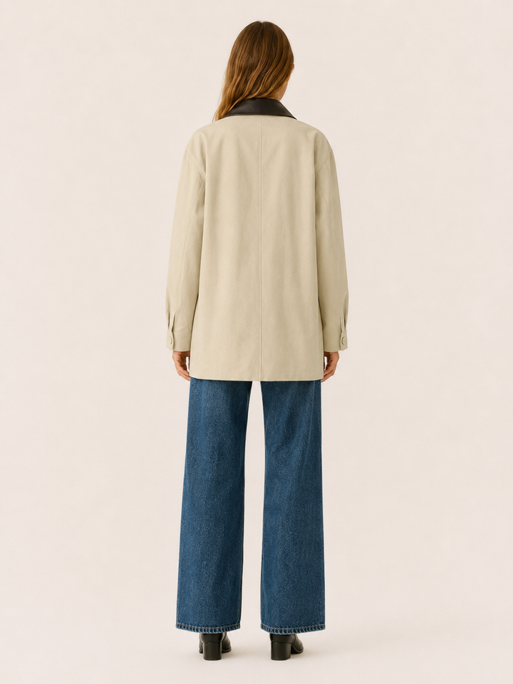 Aurelia™ | Barn Jacket with Contrast Collar, Beige